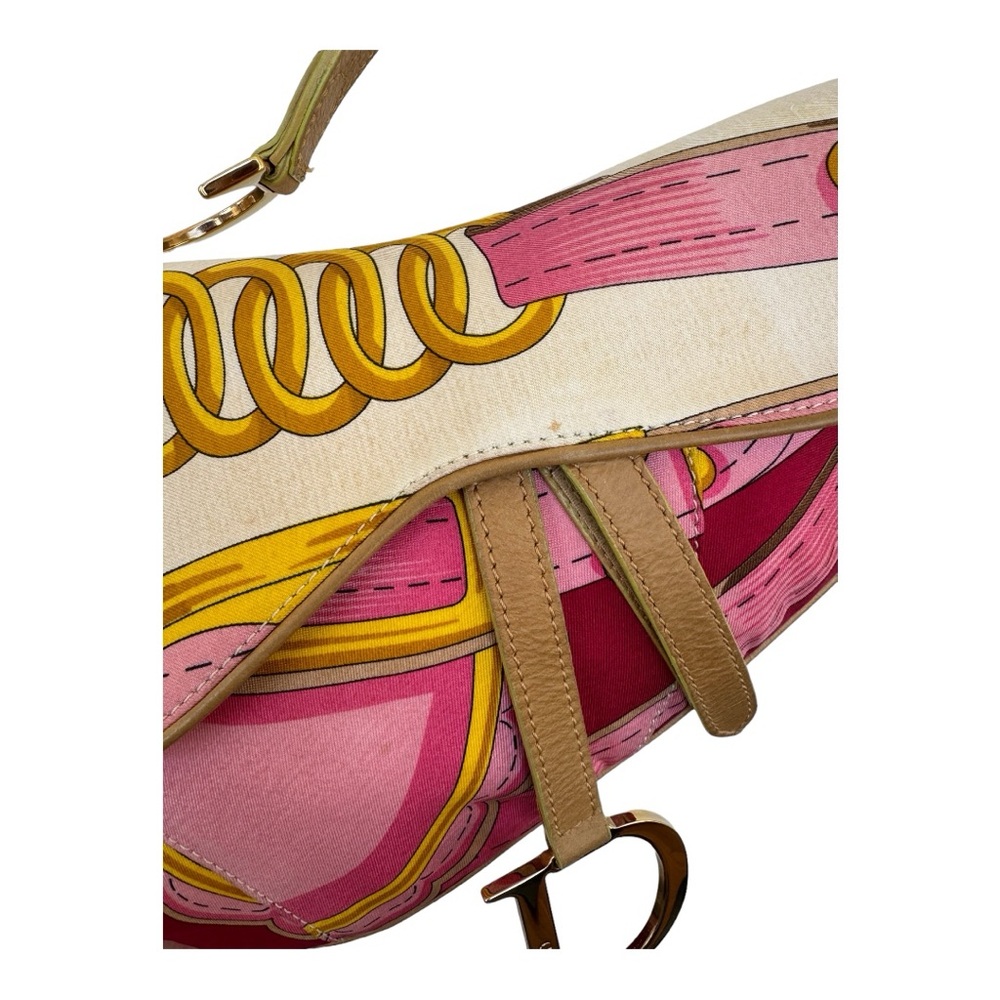 ⚡️SOLD⚡️ ✨RARE✨ Christian Dior Multicolor Silk Print Saddle Bag (Galliano Era) - Picture 14 of 17